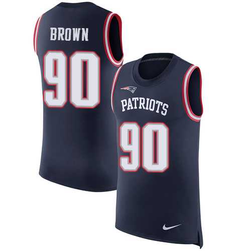 Nike New England Patriots #90 Malcom Brown Navy Blue Team Color Men's Stitched NFL Limited Rush Tank Top Jersey