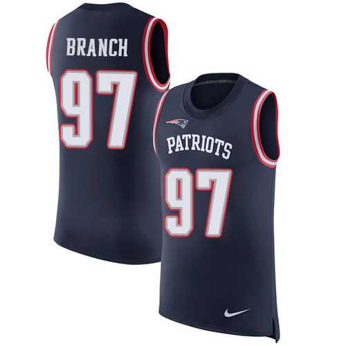 Nike New England Patriots #97 Alan Branch Navy Blue Team Color Men's Stitched NFL Limited Rush Tank Top Jersey