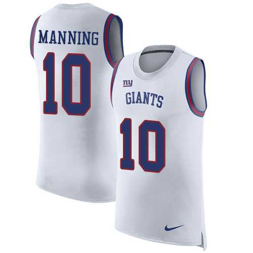 Nike New York Giants #10 Eli Manning White Men's Stitched NFL Limited Rush Tank Top Jersey