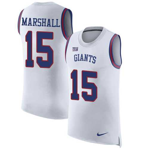 Nike New York Giants #15 Brandon Marshall White Men's Stitched NFL Limited Rush Tank Top Jersey