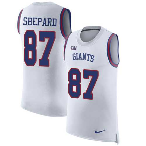 Nike New York Giants #87 Sterling Shepard White Men's Stitched NFL Limited Rush Tank Top Jersey