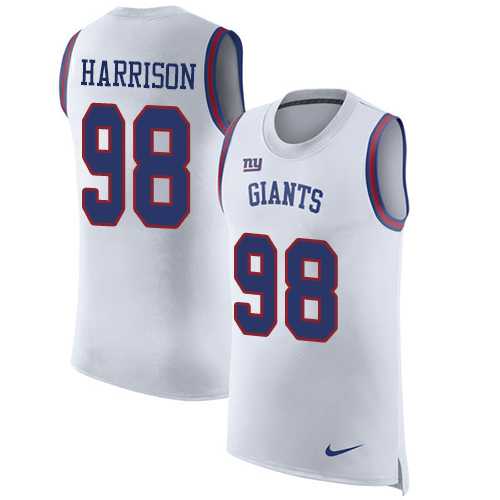 Nike New York Giants #98 Damon Harrison White Men's Stitched NFL Limited Rush Tank Top Jersey