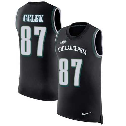 Nike Philadelphia Eagles #87 Brent Celek Black Alternate Men's Stitched NFL Limited Rush Tank Top Jersey