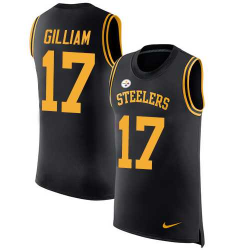 Nike Pittsburgh Steelers #17 Joe Gilliam Black Team Color Men's Stitched NFL Limited Rush Tank Top Jersey