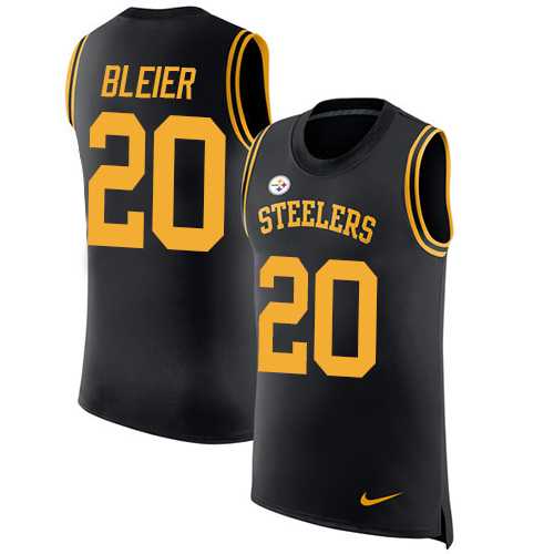 Nike Pittsburgh Steelers #20 Rocky Bleier Black Team Color Men's Stitched NFL Limited Rush Tank Top Jersey