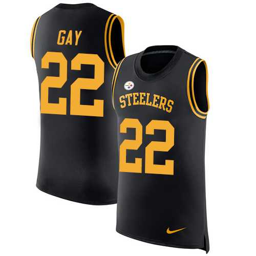Nike Pittsburgh Steelers #22 William Gay Black Team Color Men's Stitched NFL Limited Rush Tank Top Jersey