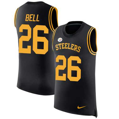 Nike Pittsburgh Steelers #26 Le'Veon Bell Black Team Color Men's Stitched NFL Limited Rush Tank Top Jersey