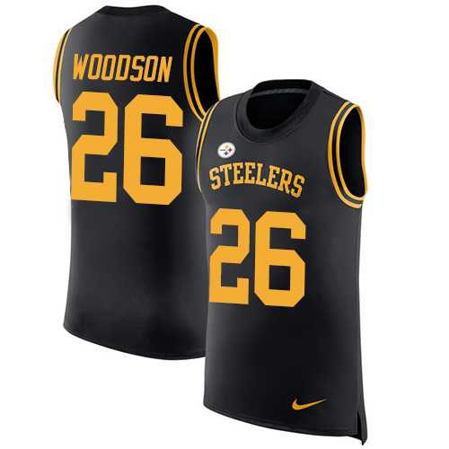 Nike Pittsburgh Steelers #26 Rod Woodson Black Team Color Men's Stitched NFL Limited Rush Tank Top Jersey