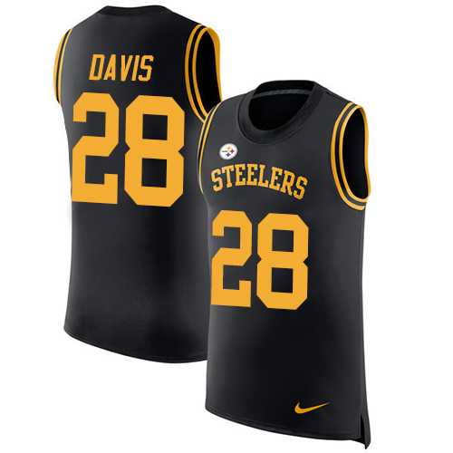 Nike Pittsburgh Steelers #28 Sean Davis Black Team Color Men's Stitched NFL Limited Rush Tank Top Jersey
