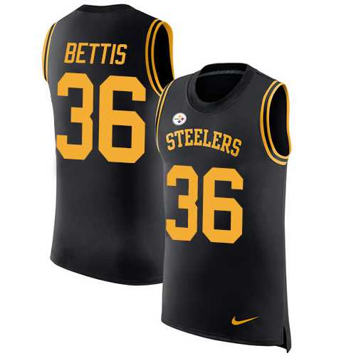 Nike Pittsburgh Steelers #36 Jerome Bettis Black Team Color Men's Stitched NFL Limited Rush Tank Top Jersey