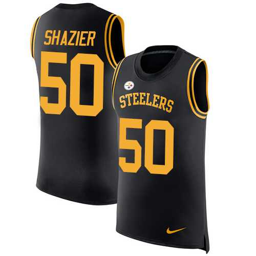Nike Pittsburgh Steelers #50 Ryan Shazier Black Team Color Men's Stitched NFL Limited Rush Tank Top Jersey