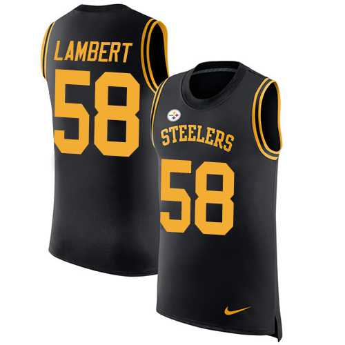 Nike Pittsburgh Steelers #58 Jack Lambert Black Team Color Men's Stitched NFL Limited Rush Tank Top Jersey