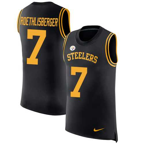 Nike Pittsburgh Steelers #7 Ben Roethlisberger Black Team Color Men's Stitched NFL Limited Rush Tank Top Jersey