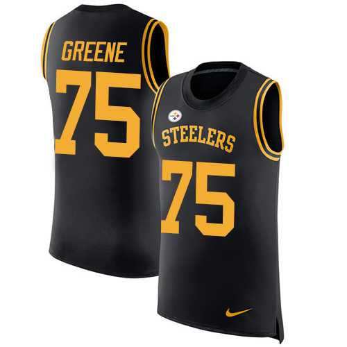Nike Pittsburgh Steelers #75 Joe Greene Black Team Color Men's Stitched NFL Limited Rush Tank Top Jersey