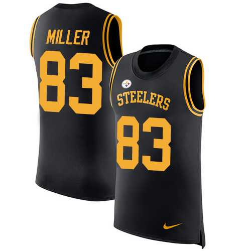 Nike Pittsburgh Steelers #83 Heath Miller Black Team Color Men's Stitched NFL Limited Rush Tank Top Jersey