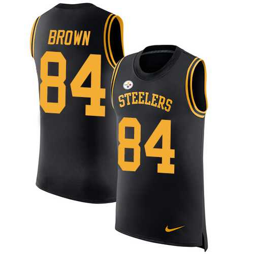 Nike Pittsburgh Steelers #84 Antonio Brown Black Team Color Men's Stitched NFL Limited Rush Tank Top Jersey