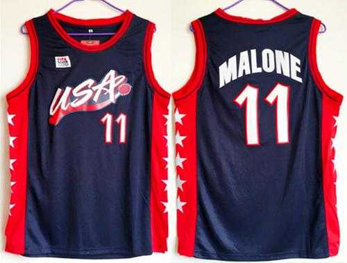 Nike Team USA #11 Karl Malone Navy Blue 1996 Dream Team Stitched NBA Jersey