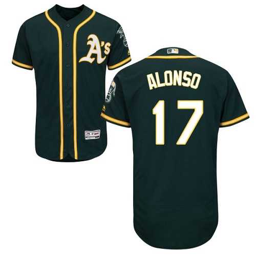 Oakland Athletics #17 Yonder Alonso Green Flexbase Authentic Collection Stitched MLB Jersey
