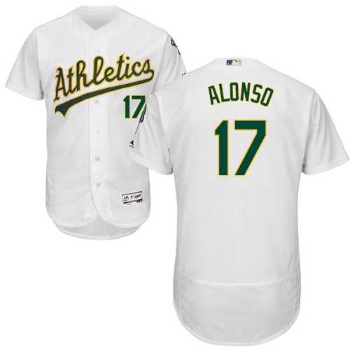 Oakland Athletics #17 Yonder Alonso White Flexbase Authentic Collection Stitched MLB Jersey