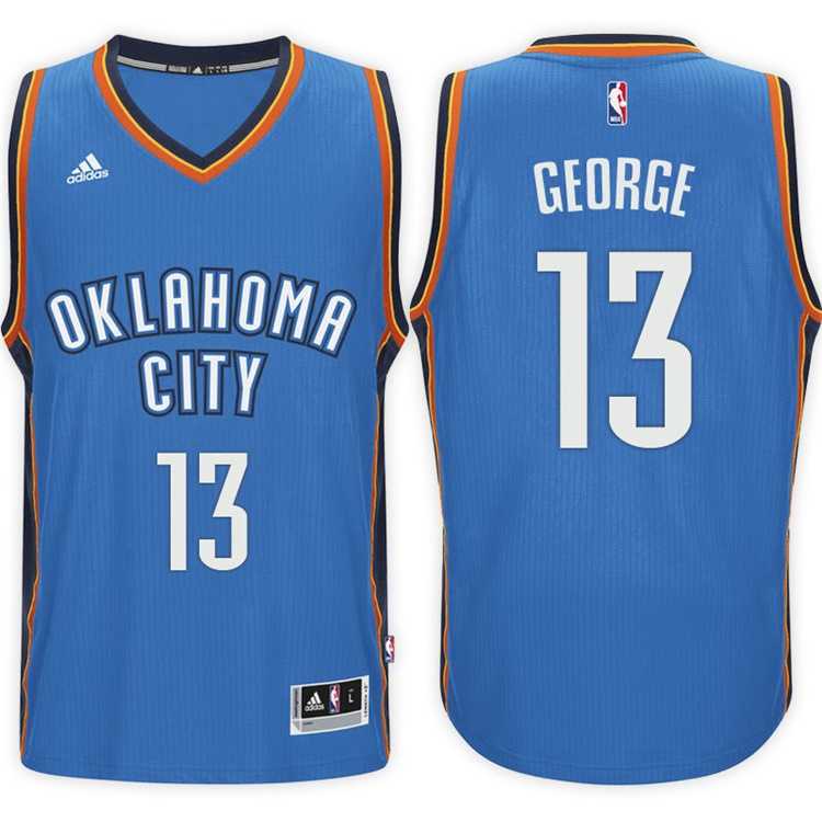 Oklahoma City Thunder #13 Paul George Road Blue New Swingman Stitched NBA Jersey