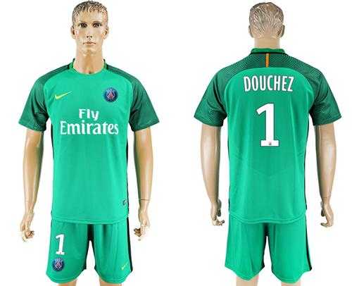 Paris Saint-Germain #1 Douchez Green Goalkeeper Soccer Club Jersey