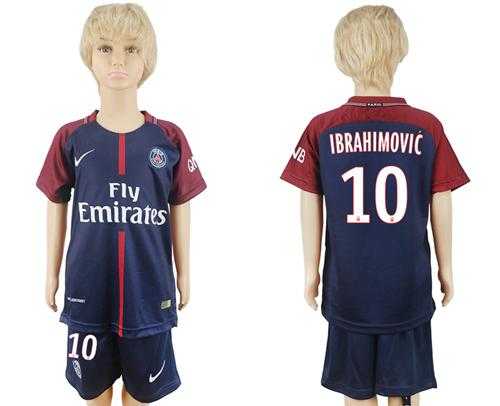 Paris Saint-Germain #10 Ibrahimovic Home Kid Soccer Club Jersey