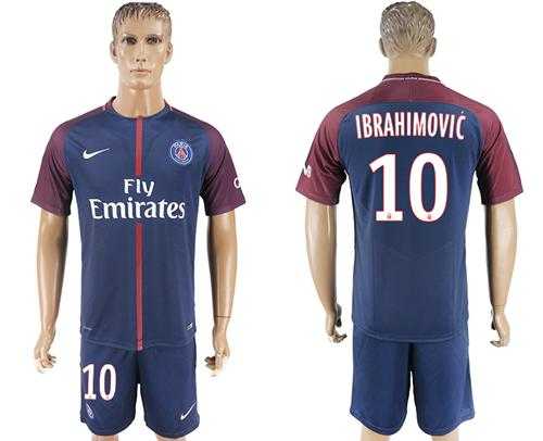 Paris Saint-Germain #10 Ibrahimovic Home Soccer Club Jersey