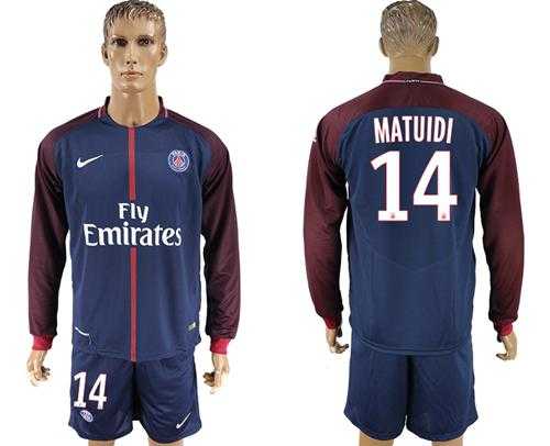 Paris Saint-Germain #14 Matuidi Home Long Sleeves Soccer Club Jersey