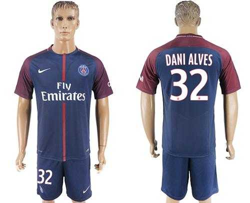Paris Saint-Germain #32 Dani Alves Home Soccer Club Jersey