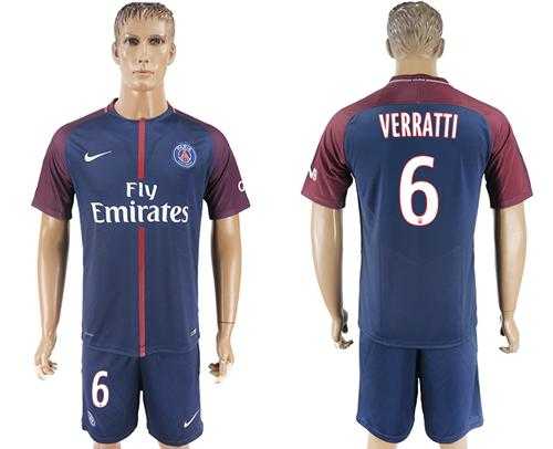 Paris Saint-Germain #6 Verratti Home Soccer Club Jersey