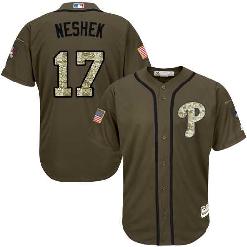 Philadelphia Phillies #17 Pat Neshek Green Salute to Service Stitched MLB Jersey Philadelphia Phillies #17 Pat Neshek Green Salute to Service Stitched MLB Jersey