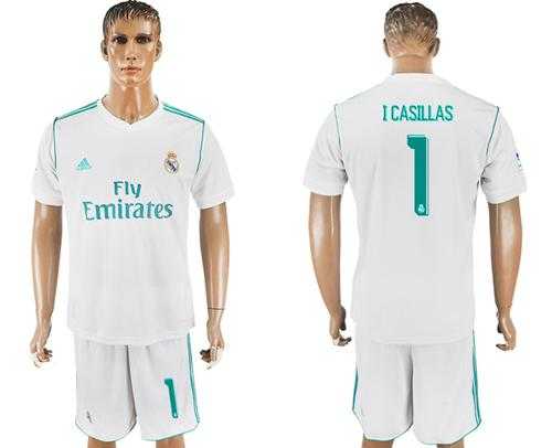 Real Madrid #1 I.Casillas White Home Soccer Club Jersey