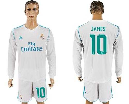 Real Madrid #10 James White Home Long Sleeves Soccer Club Jersey