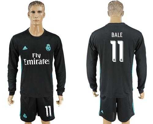 Real Madrid #11 Bale Away Long Sleeves Soccer Club Jersey