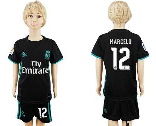 Real Madrid #12 Marcelo Away Kid Soccer Club Jersey