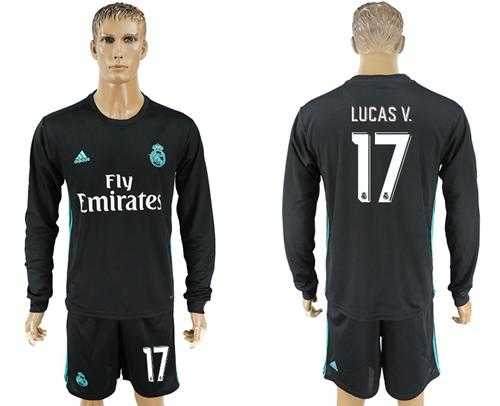 Real Madrid #17 Lucas.V Away Long Sleeves Soccer Club Jersey