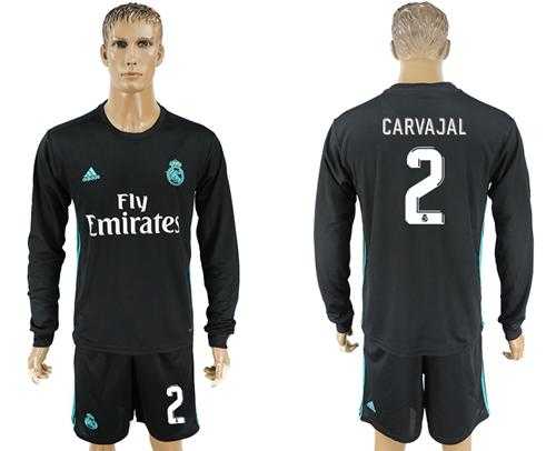Real Madrid #2 Carvajal Away Long Sleeves Soccer Club Jersey