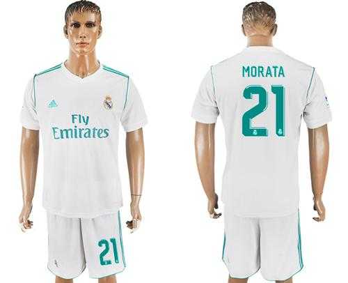 Real Madrid #21 Morata White Home Soccer Club Jersey