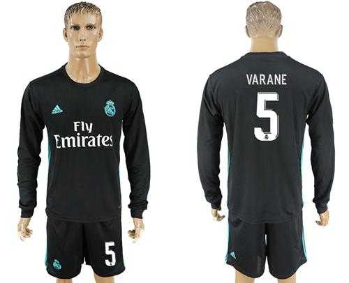 Real Madrid #5 Varane Away Long Sleeves Soccer Club Jersey