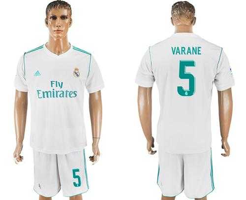 Real Madrid #5 Varane White Home Soccer Club Jersey