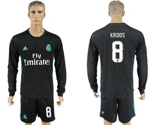 Real Madrid #8 Kroos Away Long Sleeves Soccer Club Jersey