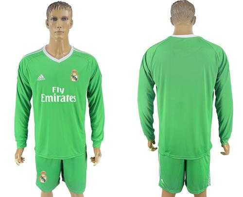 Real Madrid Blank Green Goalkeeper Long Sleeves Soccer Club Jersey
