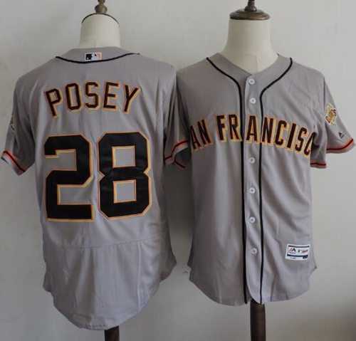 San Francisco Giants #28 Buster Posey Grey Flexbase Authentic Collection Road Stitched MLB jerseys