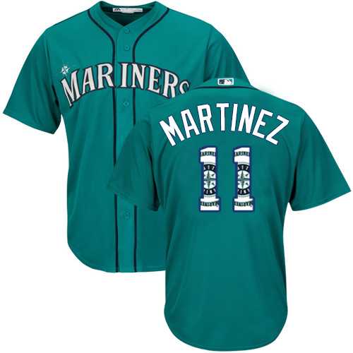 Seattle Mariners #11 Edgar Martinez Green Team Logo Fashion Stitched MLB Jersey