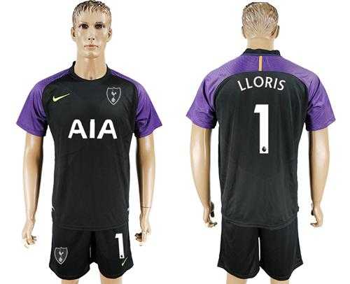 Tottenham Hotspur #1 Lloris Black Goalkeeper Soccer Club Jersey