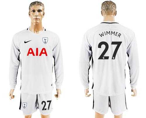 Tottenham Hotspur #27 Wimmer Home Long Sleeves Soccer Club Jersey