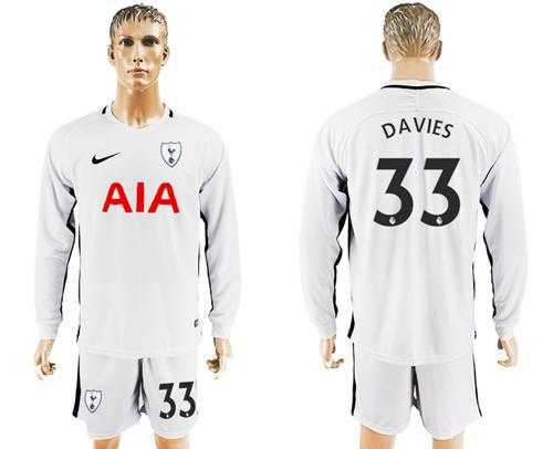 Tottenham Hotspur #33 Davies Home Long Sleeves Soccer Club Jersey