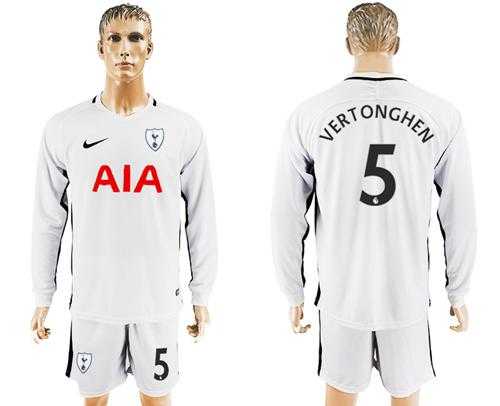 Tottenham Hotspur #5 Vertonghen Home Long Sleeves Soccer Club Jersey