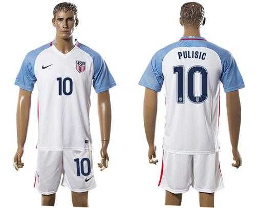 USA #10 Pulisic Home Soccer Country Jersey
