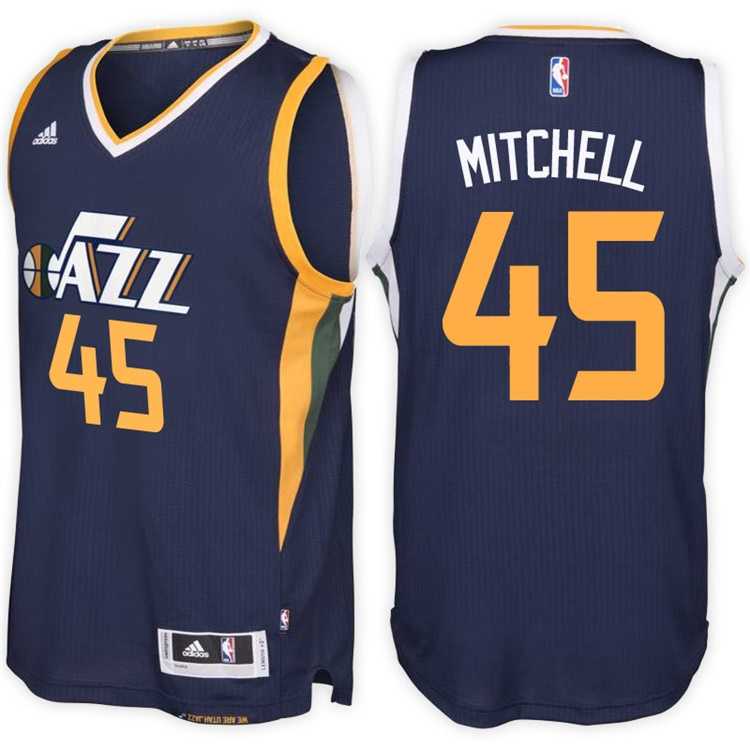 Utah Jazz #45 Donovan Mitchell Road Navy New Swingman Stitched NBA Jersey